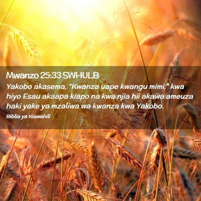 Picture 02 - Mwanzo 25:33 SWHULB - Yakobo akasema, “Kwanza uape kwangu mimi,” - Bible Verse Picture