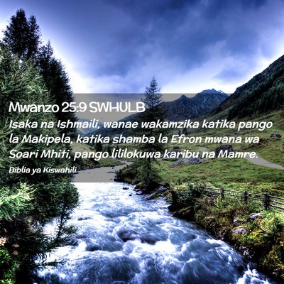 Picture 02 - Mwanzo 25:9 SWHULB - Isaka na Ishmaili, wanae wakamzika katika pango - Bible Verse Picture