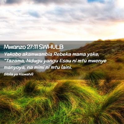 Picture 02 - Mwanzo 27:11 SWHULB - Yakobo akamwambia Rebeka mama yake, “Tazama, - Bible Verse Picture