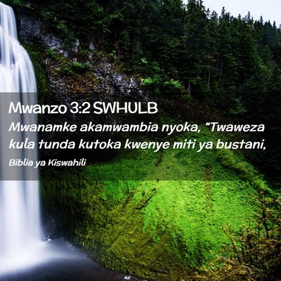 Picture 02 - Mwanzo 3:2 SWHULB - Mwanamke akamwambia nyoka, “Twaweza kula tunda - Bible Verse Picture