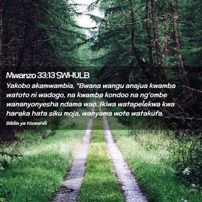Picture 02 - Mwanzo 33:13 SWHULB - Yakobo akamwambia, “Bwana wangu anajua kwamba - Bible Verse Picture