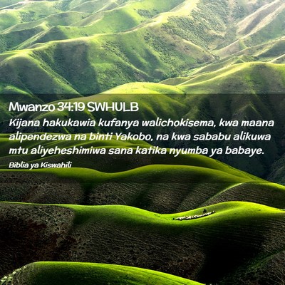 Picture 02 - Mwanzo 34:19 SWHULB - Kijana hakukawia kufanya walichokisema, kwa maana - Bible Verse Picture