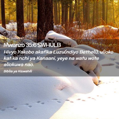 Picture 02 - Mwanzo 35:6 SWHULB - Hivyo Yakobo akafika Luzu(ndiyo Betheli), ulioko - Bible Verse Picture