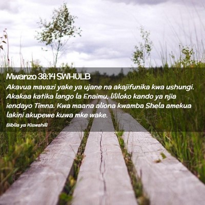 Picture 02 - Mwanzo 38:14 SWHULB - Akavua mavazi yake ya ujane na akajifunika kwa - Bible Verse Picture