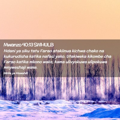 Picture 02 - Mwanzo 40:13 SWHULB - Ndani ya siku tatu Farao atakiinua kichwa chako - Bible Verse Picture