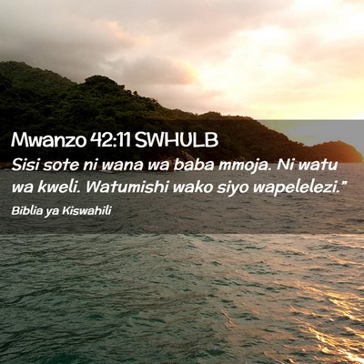 Picture 02 - Mwanzo 42:11 SWHULB - Sisi sote ni wana wa baba mmoja. Ni watu wa - Bible Verse Picture