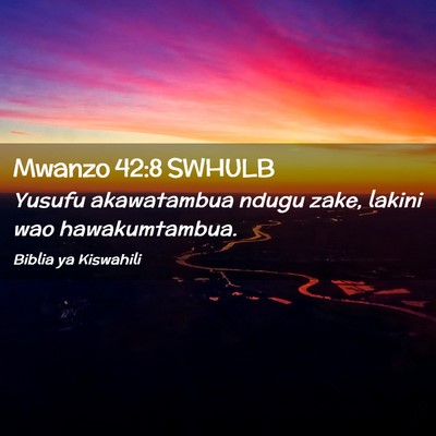 Picture 02 - Mwanzo 42:8 SWHULB - Yusufu akawatambua ndugu zake, lakini wao - Bible Verse Picture