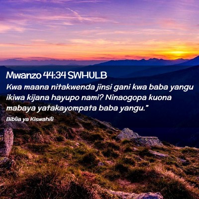 Picture 02 - Mwanzo 44:34 SWHULB - Kwa maana nitakwenda jinsi gani kwa baba yangu - Bible Verse Picture