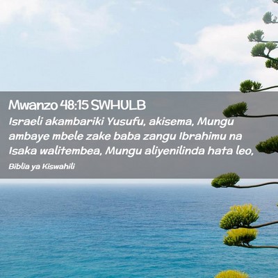 Picture 02 - Mwanzo 48:15 SWHULB - Israeli akambariki Yusufu, akisema, Mungu ambaye - Bible Verse Picture
