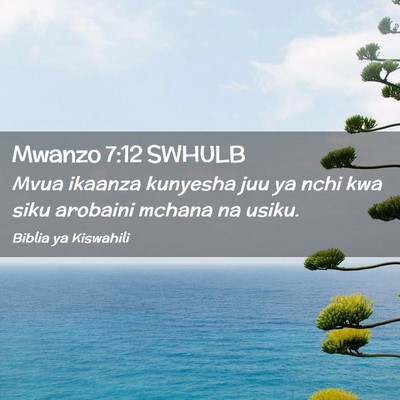 Picture 02 - Mwanzo 7:12 SWHULB - Mvua ikaanza kunyesha juu ya nchi kwa siku - Bible Verse Picture