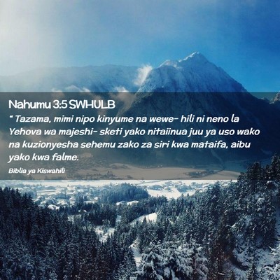Picture 02 - Nahumu 3:5 SWHULB - “ Tazama, mimi nipo kinyume na wewe- hili ni - Bible Verse Picture
