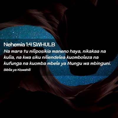 Picture 02 - Nehemia 1:4 SWHULB - Na mara tu niliposikia maneno haya, nikakaa na - Bible Verse Picture