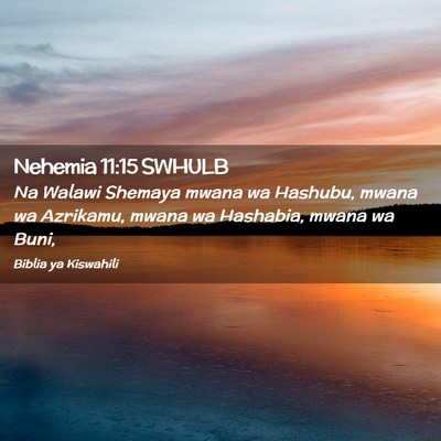 Picture 02 - Nehemia 11:15 SWHULB - Na Walawi Shemaya mwana wa Hashubu, mwana wa - Bible Verse Picture