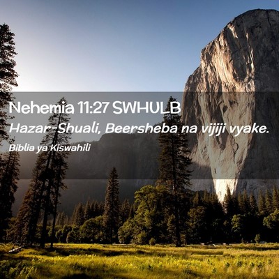 Picture 02 - Nehemia 11:27 SWHULB - Hazar-Shuali, Beersheba na vijiji - Bible Verse Picture