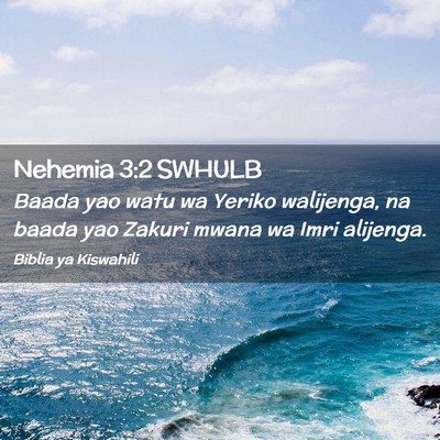 Picture 02 - Nehemia 3:2 SWHULB - Baada yao watu wa Yeriko walijenga, na baada yao - Bible Verse Picture