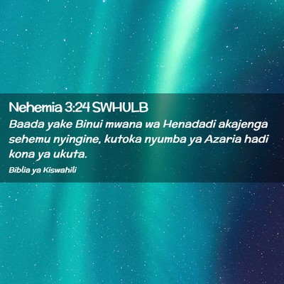 Picture 02 - Nehemia 3:24 SWHULB - Baada yake Binui mwana wa Henadadi akajenga - Bible Verse Picture