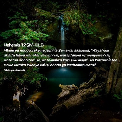 Picture 02 - Nehemia 4:2 SWHULB - Mbele ya ndugu zake na jeshi la Samaria, akasema, - Bible Verse Picture