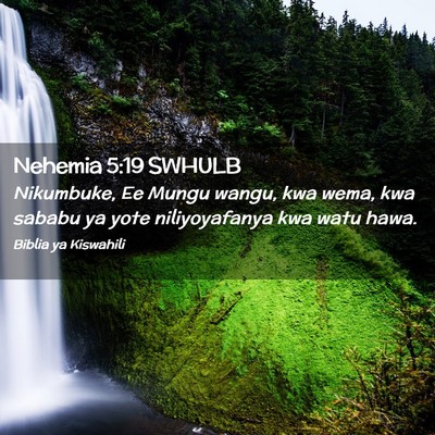 Picture 02 - Nehemia 5:19 SWHULB - Nikumbuke, Ee Mungu wangu, kwa wema, kwa sababu - Bible Verse Picture