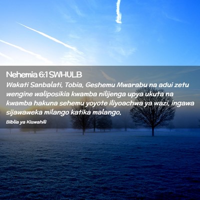 Picture 02 - Nehemia 6:1 SWHULB - Wakati Sanbalati, Tobia, Geshemu Mwarabu na adui - Bible Verse Picture