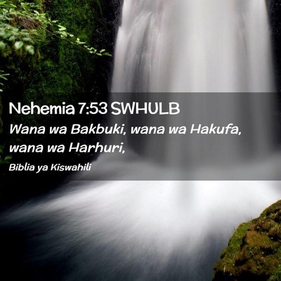 Picture 02 - Nehemia 7:53 SWHULB - Wana wa Bakbuki, wana wa Hakufa, wana wa - Bible Verse Picture
