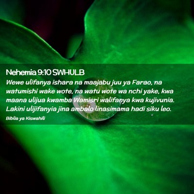 Picture 02 - Nehemia 9:10 SWHULB - Wewe ulifanya ishara na maajabu juu ya Farao, na - Bible Verse Picture