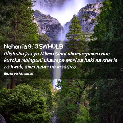 Picture 02 - Nehemia 9:13 SWHULB - Ulishuka juu ya Mlima Sinai ukazungumza nao - Bible Verse Picture