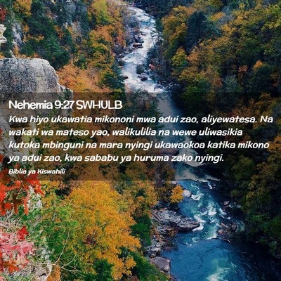 Picture 02 - Nehemia 9:27 SWHULB - Kwa hiyo ukawatia mikononi mwa adui zao, - Bible Verse Picture