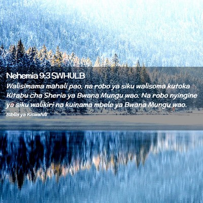 Picture 02 - Nehemia 9:3 SWHULB - Walisimama mahali pao, na robo ya siku walisoma - Bible Verse Picture