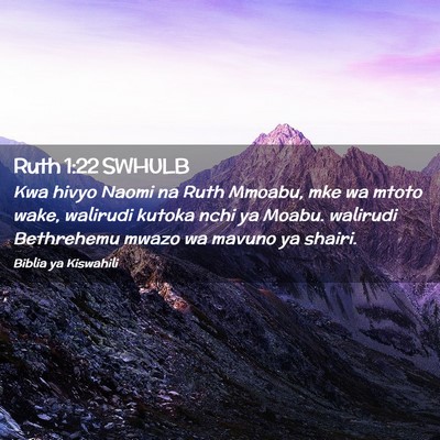 Picture 02 - Ruth 1:22 SWHULB - Kwa hivyo Naomi na Ruth Mmoabu, mke wa mtoto - Bible Verse Picture