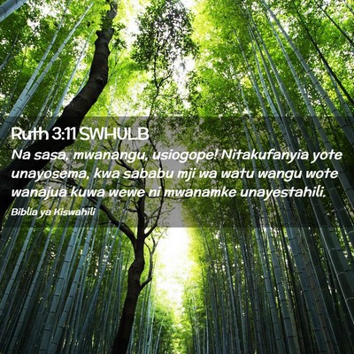 Picture 02 - Ruth 3:11 SWHULB - Na sasa, mwanangu, usiogope! Nitakufanyia yote - Bible Verse Picture