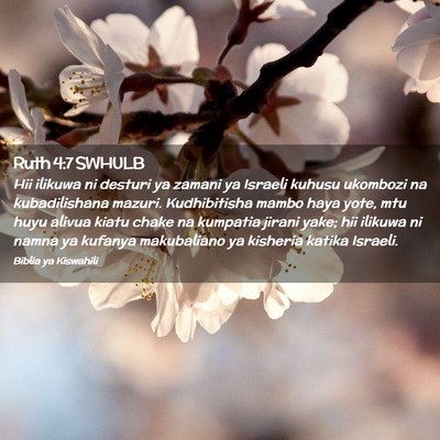 Picture 02 - Ruth 4:7 SWHULB - Hii ilikuwa ni desturi ya zamani ya Israeli - Bible Verse Picture