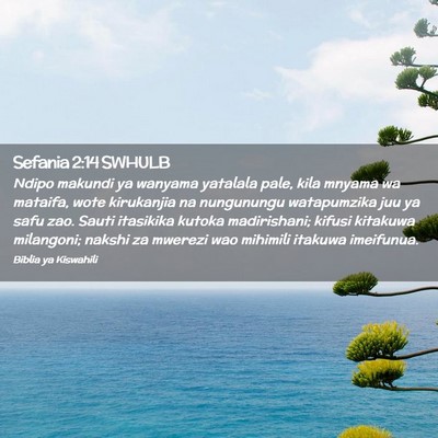 Picture 02 - Sefania 2:14 SWHULB - Ndipo makundi ya wanyama yatalala pale, kila - Bible Verse Picture