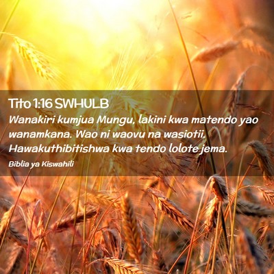 Picture 02 - Tito 1:16 SWHULB - Wanakiri kumjua Mungu, lakini kwa matendo yao - Bible Verse Picture
