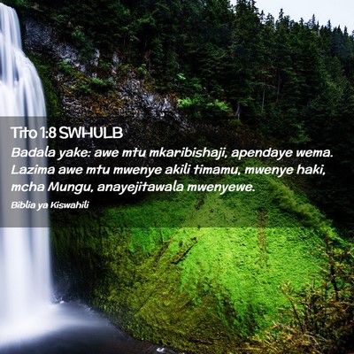 Picture 02 - Tito 1:8 SWHULB - Badala yake: awe mtu mkaribishaji, apendaye wema. - Bible Verse Picture
