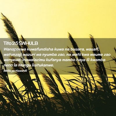 Picture 02 - Tito 2:5 SWHULB - Wanapaswa kuwafundisha kuwa na busara, wasafi, - Bible Verse Picture