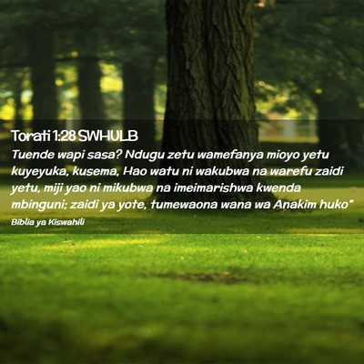 Picture 02 - Torati 1:28 SWHULB - Tuende wapi sasa? Ndugu zetu wamefanya mioyo yetu - Bible Verse Picture