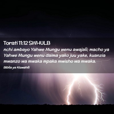 Picture 02 - Torati 11:12 SWHULB - nchi ambayo Yahwe Mungu wenu awajali; macho ya - Bible Verse Picture