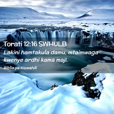 Picture 02 - Torati 12:16 SWHULB - Lakini hamtakula damu, mtaimwaga kwenye ardhi - Bible Verse Picture