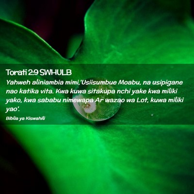 Picture 02 - Torati 2:9 SWHULB - Yahweh aliniambia mimi,'Usiisumbue Moabu, na - Bible Verse Picture