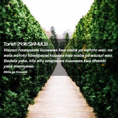 Picture 02 - Torati 24:16 SWHULB - Wazazi hawapaswi kuuwawa kwa niaba ya watoto wao, - Bible Verse Picture