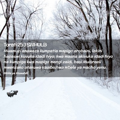 Picture 02 - Torati 25:3 SWHULB - Muamuzi anaweza kumpatia mapigo arobaini, lakini - Bible Verse Picture