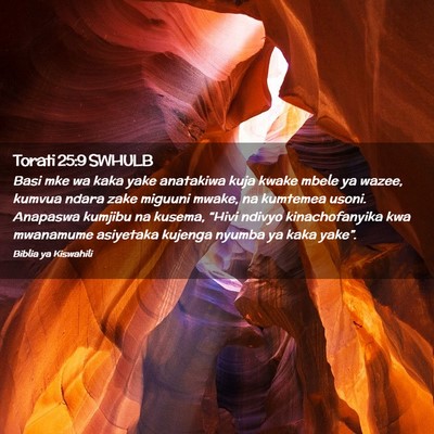 Picture 02 - Torati 25:9 SWHULB - Basi mke wa kaka yake anatakiwa kuja kwake mbele - Bible Verse Picture