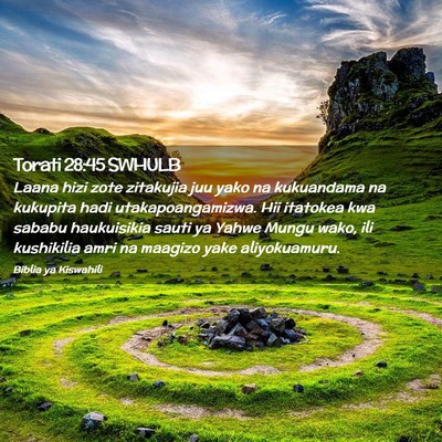 Picture 02 - Torati 28:45 SWHULB - Laana hizi zote zitakujia juu yako na kukuandama - Bible Verse Picture