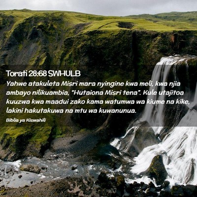 Picture 02 - Torati 28:68 SWHULB - Yahwe atakuleta Misri mara nyingine kwa meli, kwa - Bible Verse Picture