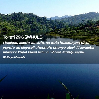 Picture 02 - Torati 29:6 SWHULB - Hamkula mkate wowote, na wala hamkunywa divai - Bible Verse Picture