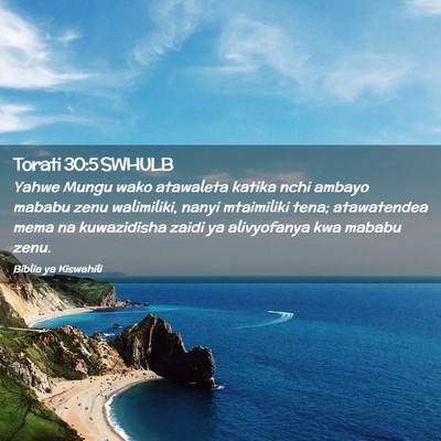 Picture 02 - Torati 30:5 SWHULB - Yahwe Mungu wako atawaleta katika nchi ambayo - Bible Verse Picture