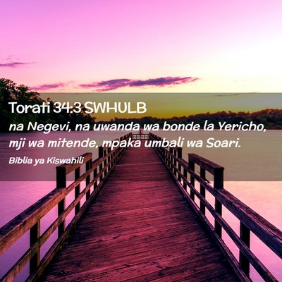 Picture 02 - Torati 34:3 SWHULB - na Negevi, na uwanda wa bonde la Yericho, mji wa - Bible Verse Picture