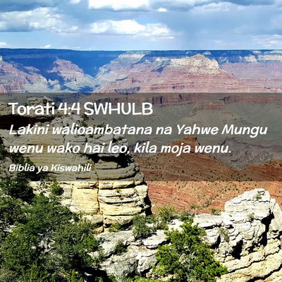 Picture 02 - Torati 4:4 SWHULB - Lakini walioambatana na Yahwe Mungu wenu wako hai - Bible Verse Picture