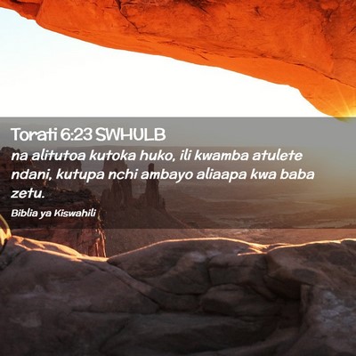 Picture 02 - Torati 6:23 SWHULB - na alitutoa kutoka huko, ili kwamba atulete - Bible Verse Picture