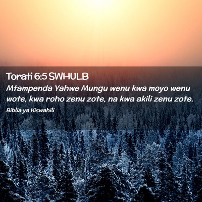 Picture 02 - Torati 6:5 SWHULB - Mtampenda Yahwe Mungu wenu kwa moyo wenu wote, - Bible Verse Picture